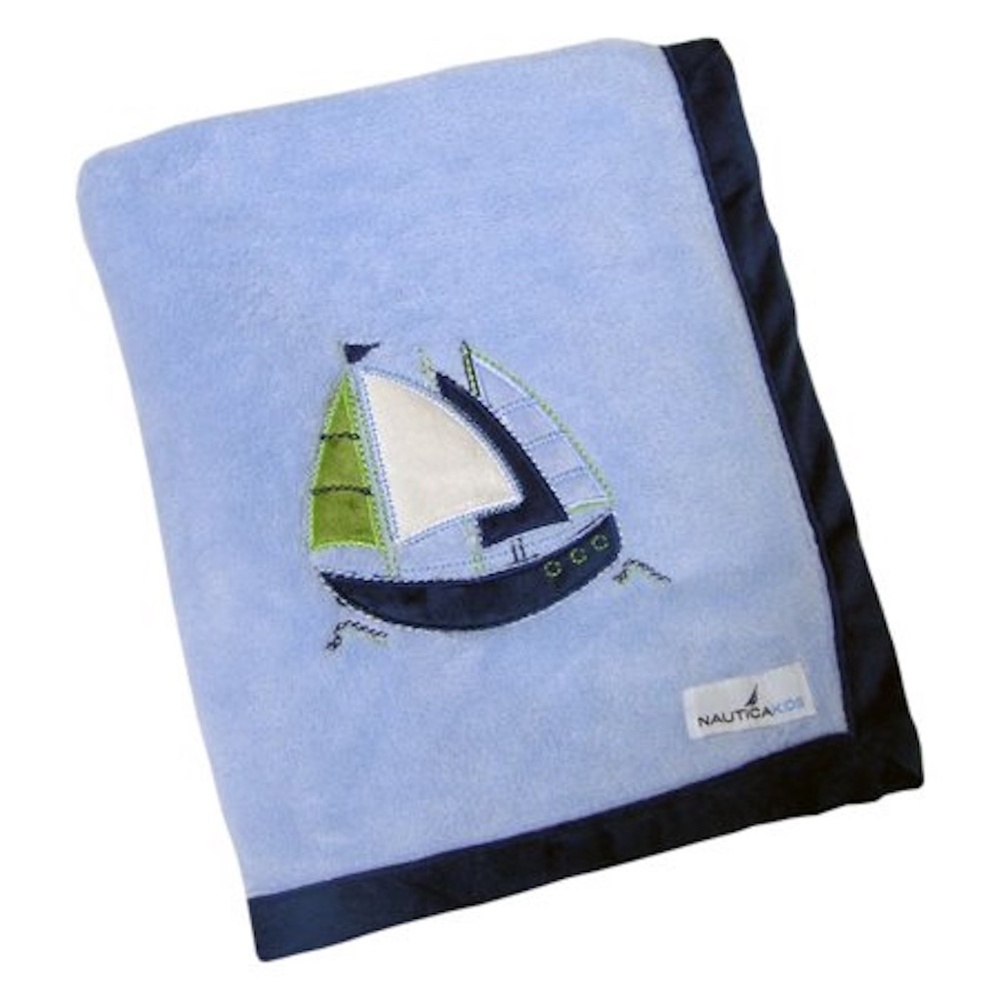 Nautica Collection Zachary Embroidered Coral Fleece Blanket